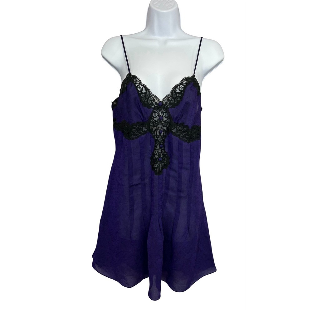 Vintage Victoria's Secret Gold Label Purple Babydol Night Gown‎ Sz Médium Y2K